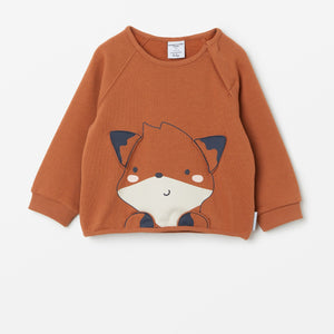 Fox Print Cotton Baby Sweatshirt from the Polarn O. Pyret babywear collection. The best ethical baby clothes