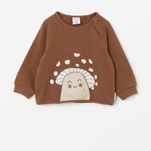 Brown Organic Cotton Baby Sweatshirt from the Polarn O. Pyret babywear collection. Nordic baby clothes made from sustainable sources.