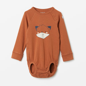 Organic Cotton Orange Babygrow from the Polarn O. Pyret babywear collection. The best ethical kids clothes