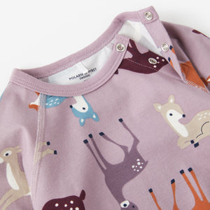 Organic Cotton Nordic Pink  Babygrow from the Polarn O. Pyret babywear collection. Ethically produced baby clothing.