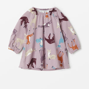 Organic Cotton Purple Baby Dress from the Polarn O. Pyret babywear collection. Ethically produced baby clothing.