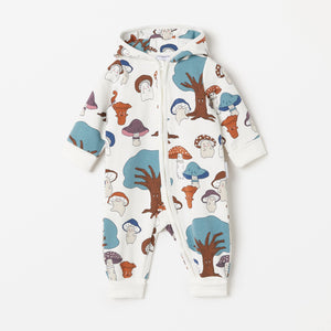 Organic Cotton White Baby All-In-One from the Polarn O. Pyret babywear collection. Clothes made using sustainably sourced materials.