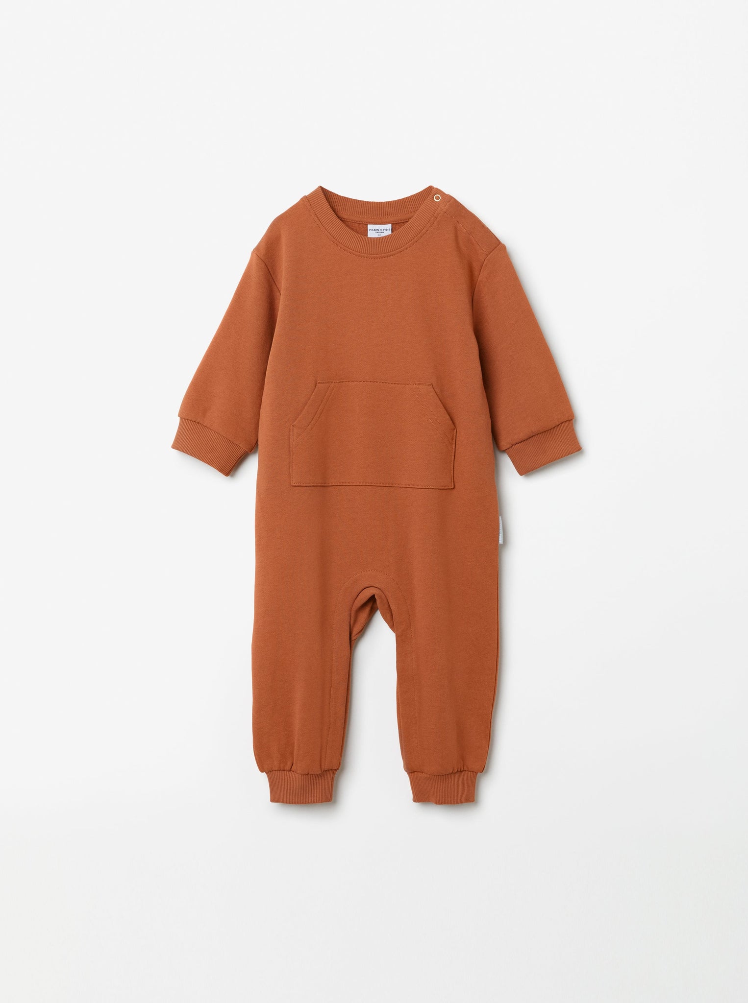 Organic Cotton Orange Baby Romper from the Polarn O. Pyret babywear collection. Ethically produced baby clothing.