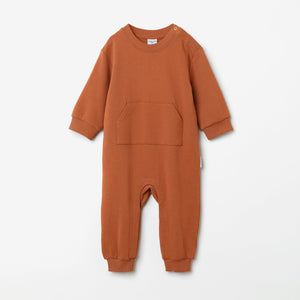 Organic Cotton Orange Baby Romper from the Polarn O. Pyret babywear collection. Ethically produced baby clothing.