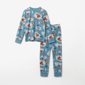 Fox Print Blue Kids Pyjamas from the Polarn O. Pyret kidswear collection. The best ethical kids clothes