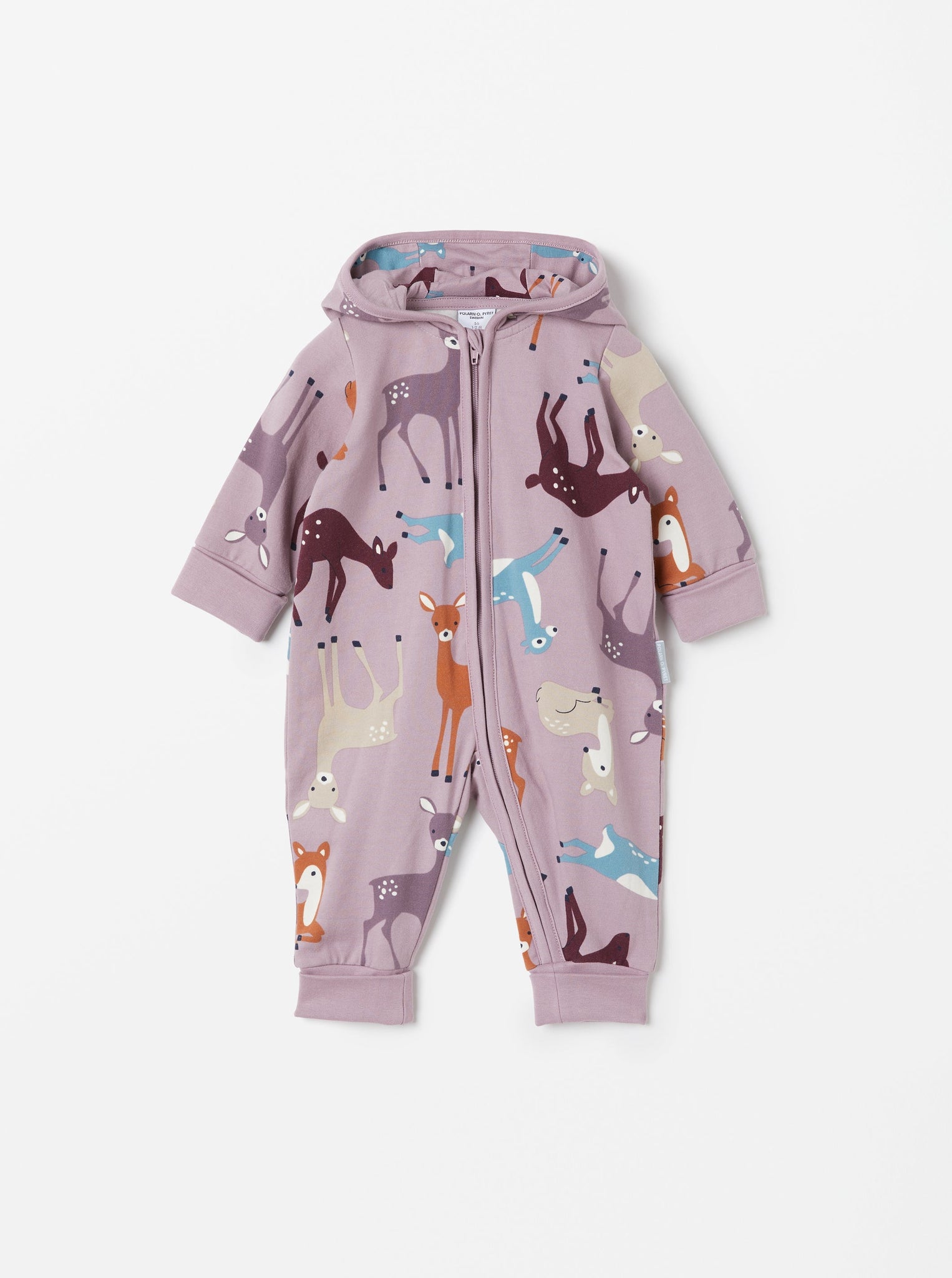 Nordic Pink Baby All-In-One from the Polarn O. Pyret babywear collection. Nordic baby clothes made from sustainable sources.