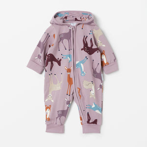 Nordic Pink Baby All-In-One from the Polarn O. Pyret babywear collection. Nordic baby clothes made from sustainable sources.
