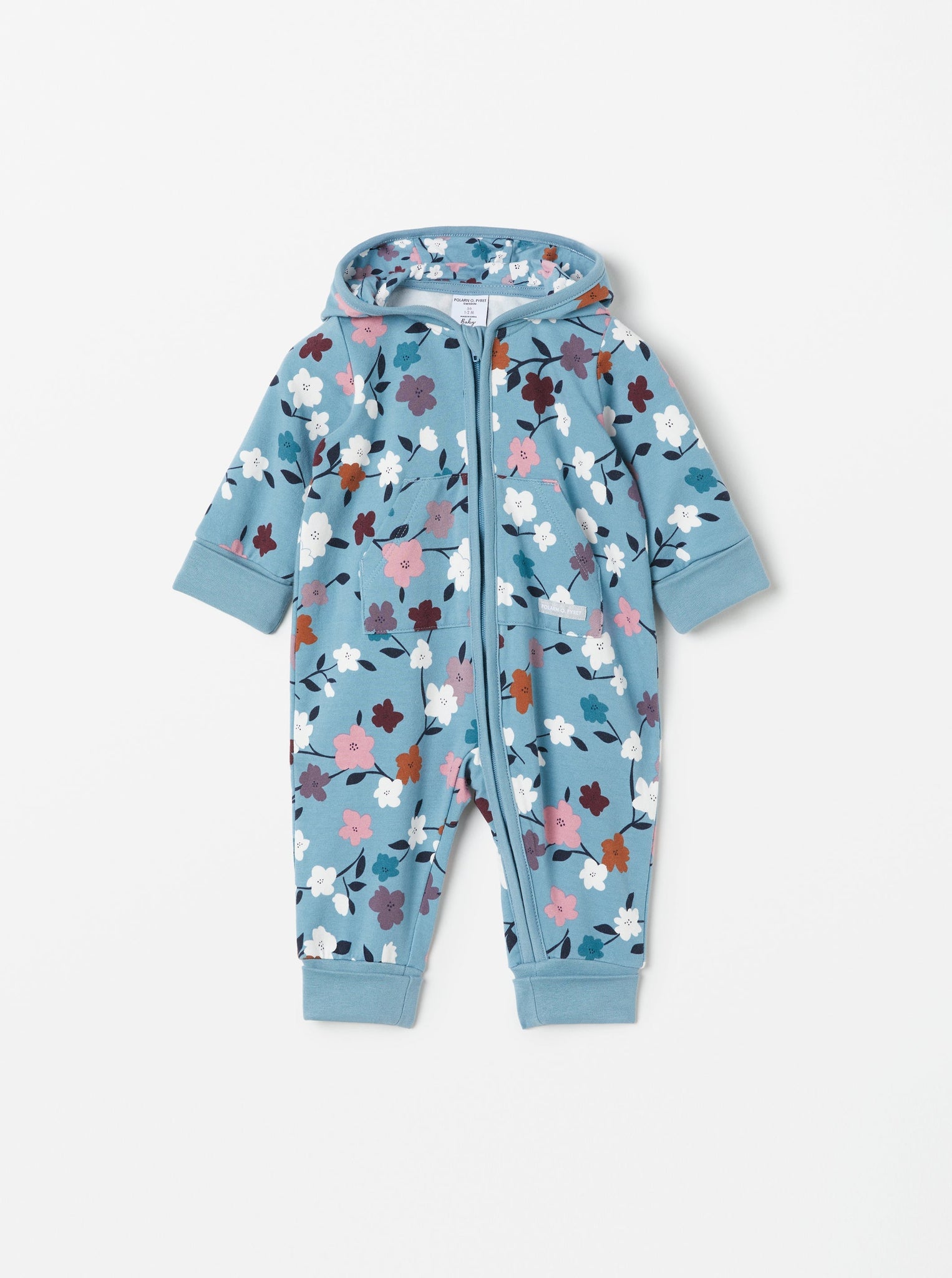 Cotton Floral Blue Baby All-In-One from the Polarn O. Pyret kidswear collection. Ethically produced kids clothing.