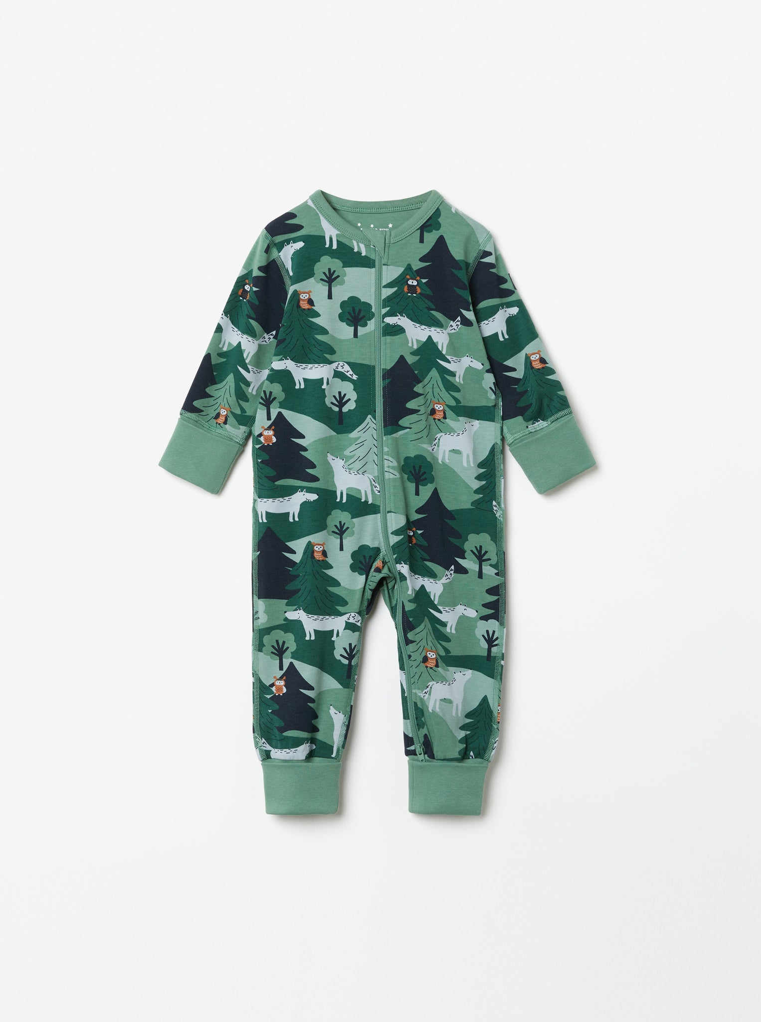 Nordic Wolf Print Baby Sleepsuit