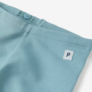 Organic Cotton Blue Baby Leggings from the Polarn O. Pyret babywear collection. Ethically produced baby clothing.
