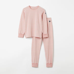 Organic Cotton Pink Kids Pyjamas from the Polarn O. Pyret kidswear collection. Ethically produced kids clothing.