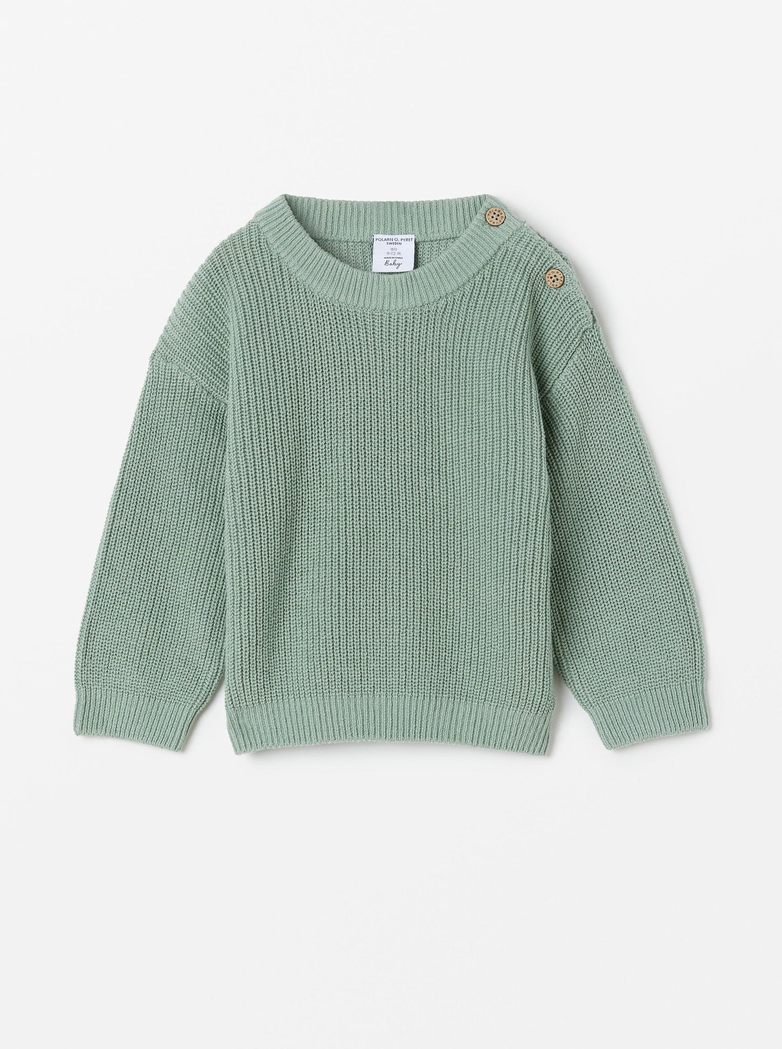 Ribbed Green Knitted Baby Jumper from the Polarn O. Pyret babywear collection. The best ethical baby clothes