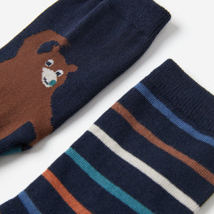 Navy Kids Socks Multipack from the Polarn O. Pyret kidswear collection. Ethically produced kids clothing.