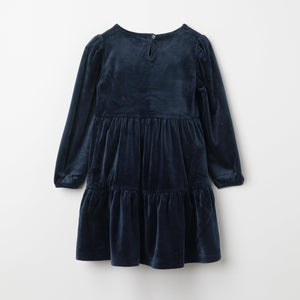 Navy Kids Velour Dress from the Polarn O. Pyret kidswear collection. The best ethical kids clothes