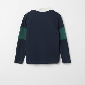 Striped Navy Boys Rugby Shirt from the Polarn O. Pyret kidswear collection. Ethically produced kids clothing.