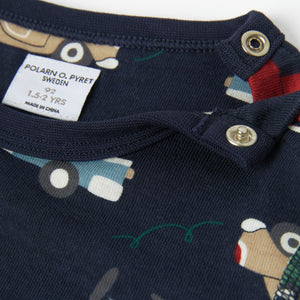 Navy Car Print Kids Sweatshirt from the Polarn O. Pyret kidswear collection. Clothes made using sustainably sourced materials.