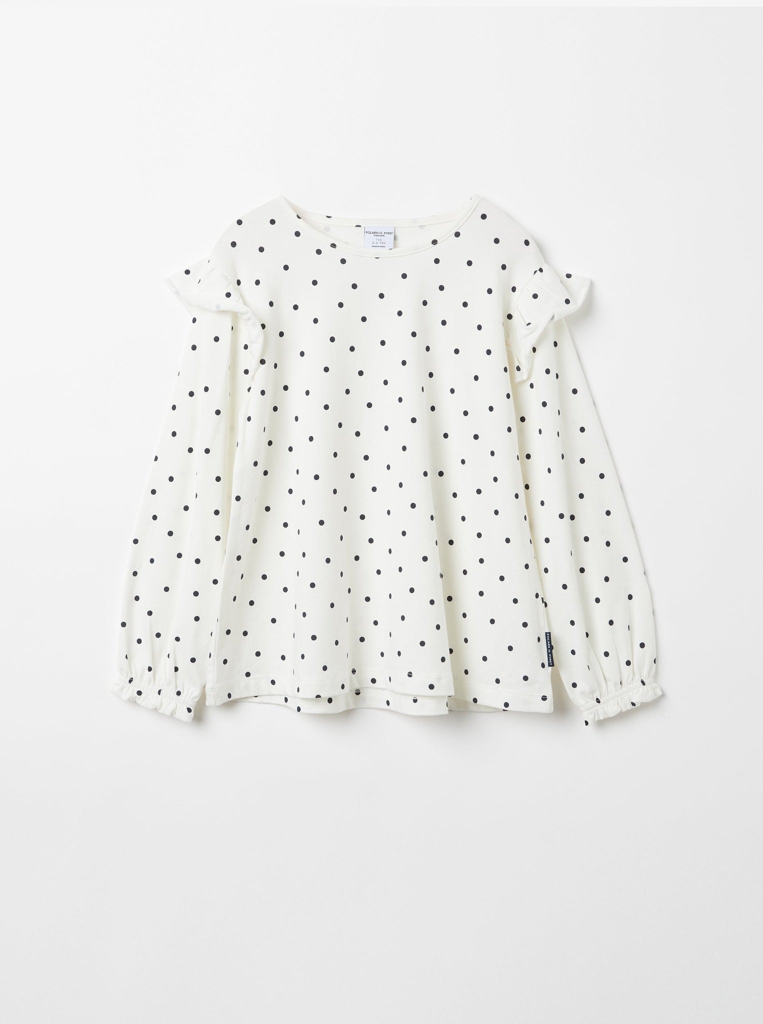 White Polka Dot Kids Top from the Polarn O. Pyret kidswear collection. Ethically produced kids clothing.