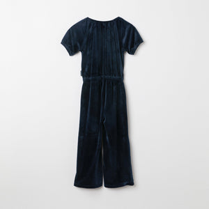 Organic Cotton Navy Kids Jumpsuit from the Polarn O. Pyret kidswear collection. Nordic kids clothes made from sustainable sources.