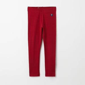 Organic Cotton Red Kids Leggings from the Polarn O. Pyret kidswear collection. Clothes made using sustainably sourced materials.