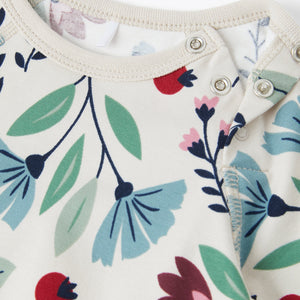 Organic Cotton Floral Print Babygrow from the Polarn O. Pyret baby collection. Nordic baby clothes made from sustainable sources.
