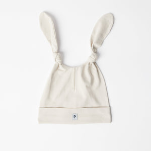 Newborn Baby Rabbit Ear Beanie from the Polarn O. Pyret baby collection. The best ethical baby clothes