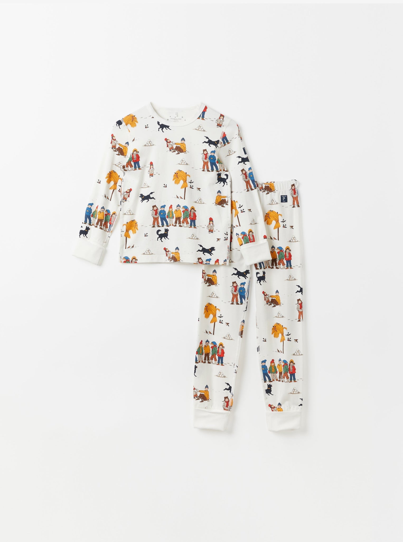 Nordic Winter White Kids Pyjamas from the Polarn O. Pyret kidswear collection. Clothes made using sustainably sourced materials.