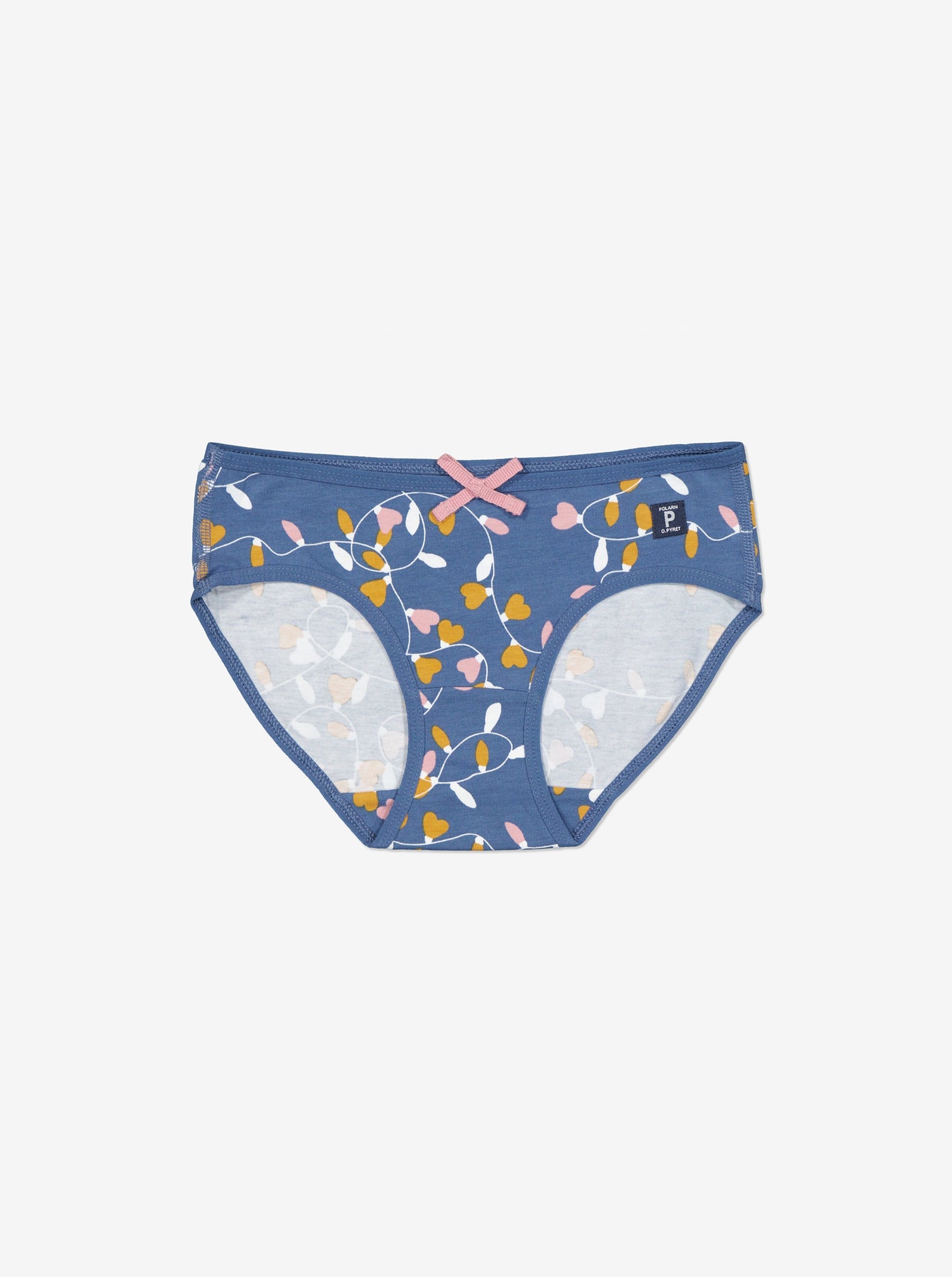 Blue Organic Cotton Girls Briefs from the Polarn O. Pyret kidswear collection. Clothes made using sustainably sourced materials.