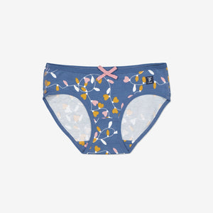 Blue Organic Cotton Girls Briefs from the Polarn O. Pyret kidswear collection. Clothes made using sustainably sourced materials.