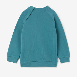 Bear Print Blue Kids Sweatshirt from the Polarn O. Pyret kidswear collection. Nordic kids clothes made from sustainable sources.