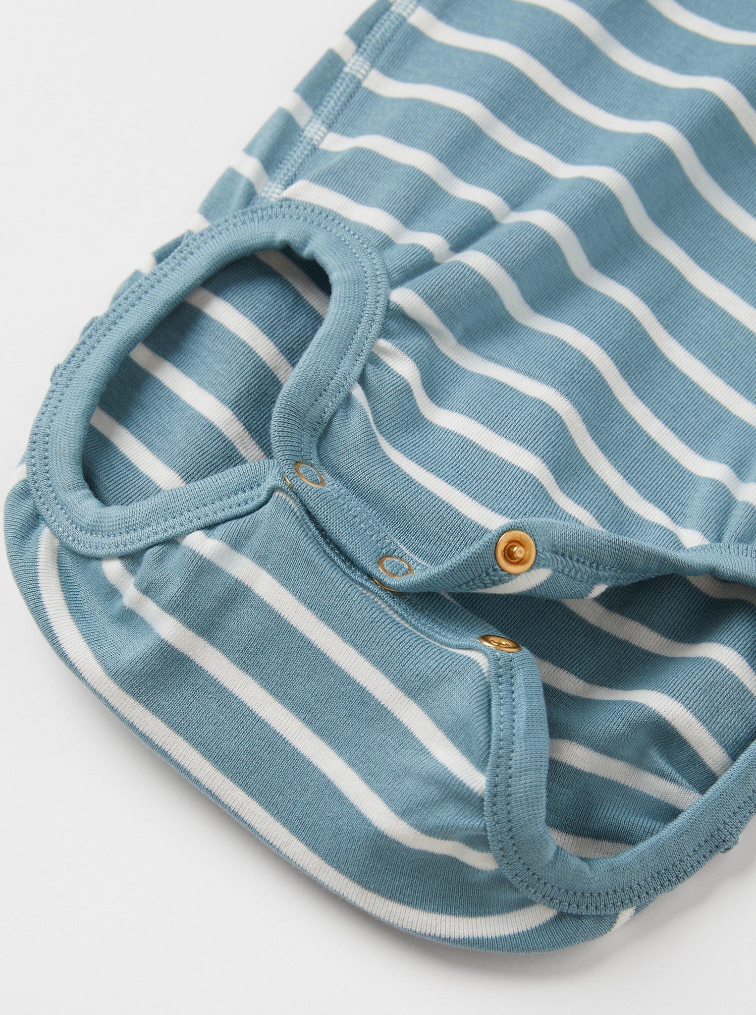 Striped Organic Cotton Blue Babygrow from the Polarn O. Pyret babywear collection. Nordic baby clothes made from sustainable sources.