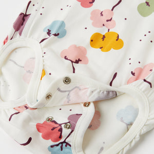 Organic Cotton White Floral Babygrow from the Polarn O. Pyret babywear collection. The best ethical baby clothes