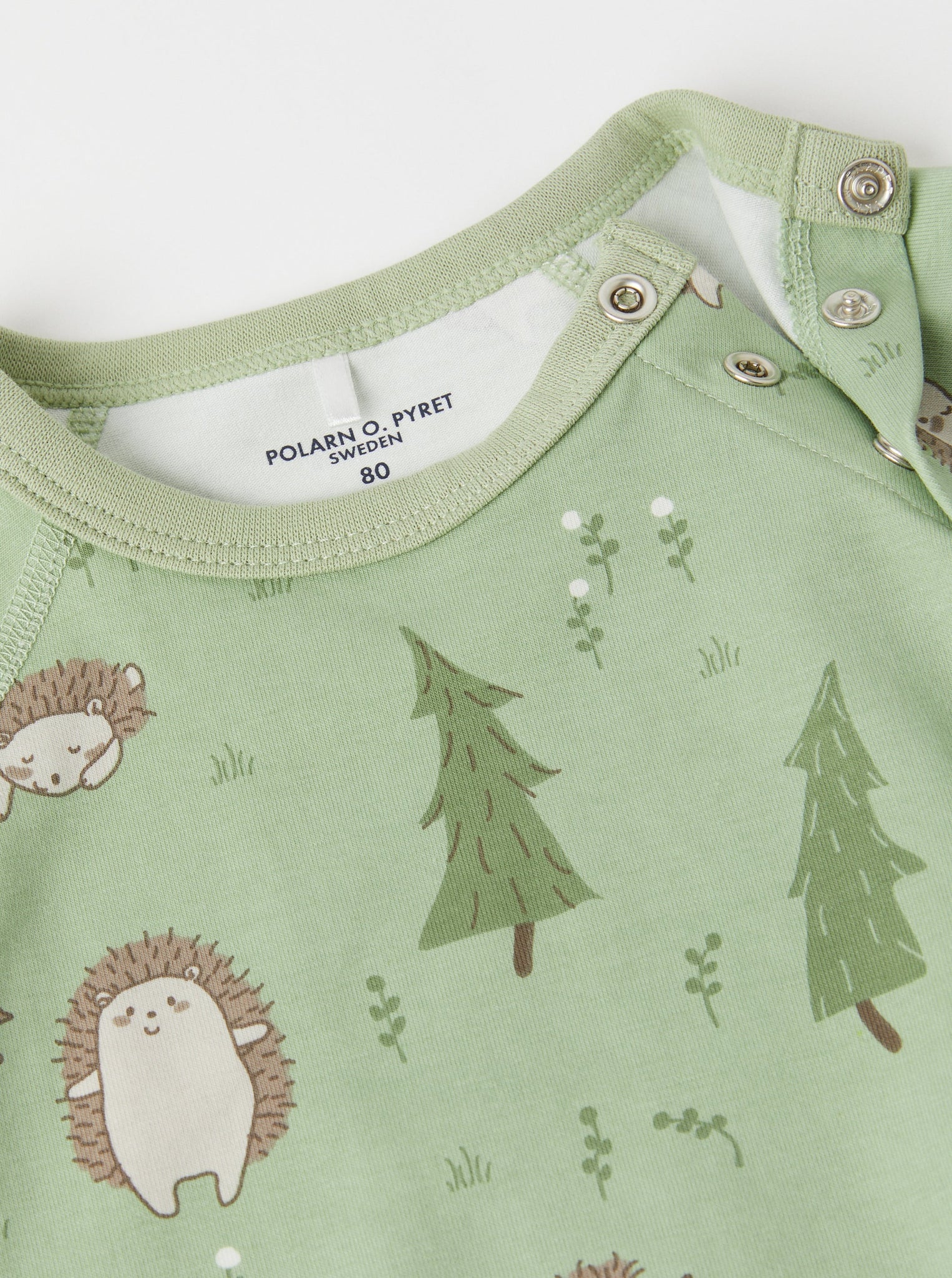 Hedgehog Organic Cotton Babygrow from the Polarn O. Pyret babywear collection. Nordic baby clothes made from sustainable sources.