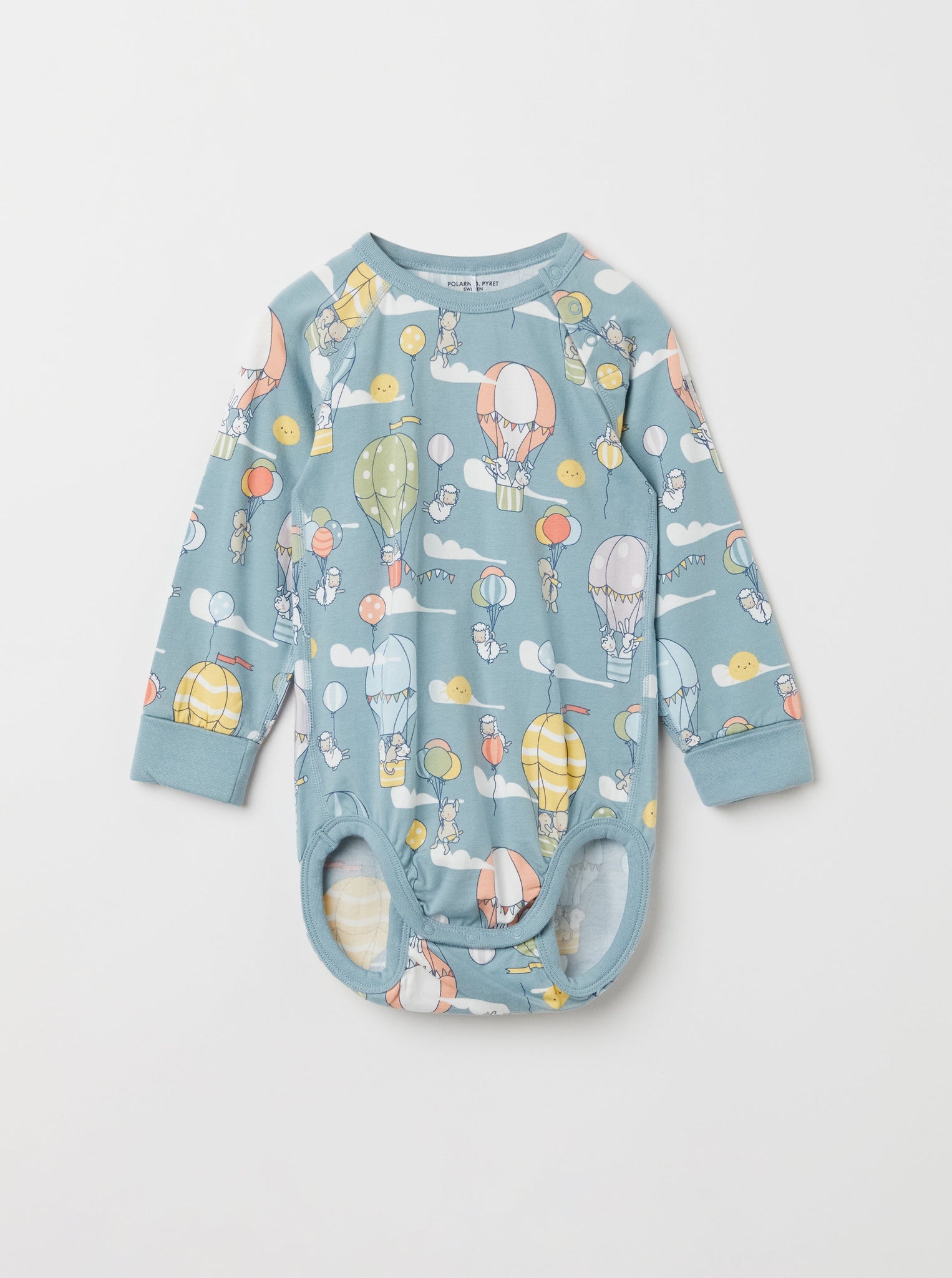 Balloon Organic Cotton Blue Babygrow from the Polarn O. Pyret babywear collection. Clothes made using sustainably sourced materials.