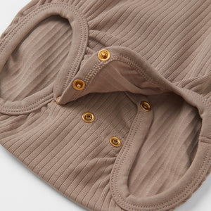 Brown Organic Cotton Babygrow from the Polarn O. Pyret babywear collection. The best ethical baby clothes