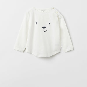 Organic Cotton White Baby Top from the Polarn O. Pyret babywear collection. Nordic kids clothes made from sustainable sources.