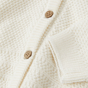 Organic Cotton White Baby Cardigan from the Polarn O. Pyret babywear collection. The best ethical kids clothes