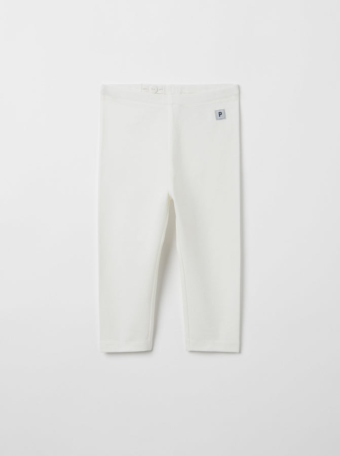 Organic Cotton Baby White Leggings from the Polarn O. Pyret babywear collection. Ethically produced kids clothing.