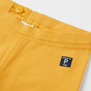 Organic Cotton Yellow Kids Leggings from the Polarn O. Pyret kidswear collection. Nordic kids clothes made from sustainable sources.
