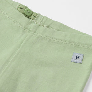 Organic Cotton Green Baby Leggings from the Polarn O. Pyret babywear collection. Ethically produced kids clothing.