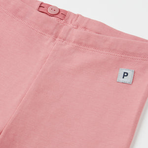 Organic Cotton Pink Baby Leggings from the Polarn O. Pyret babywear collection. Clothes made using sustainably sourced materials.