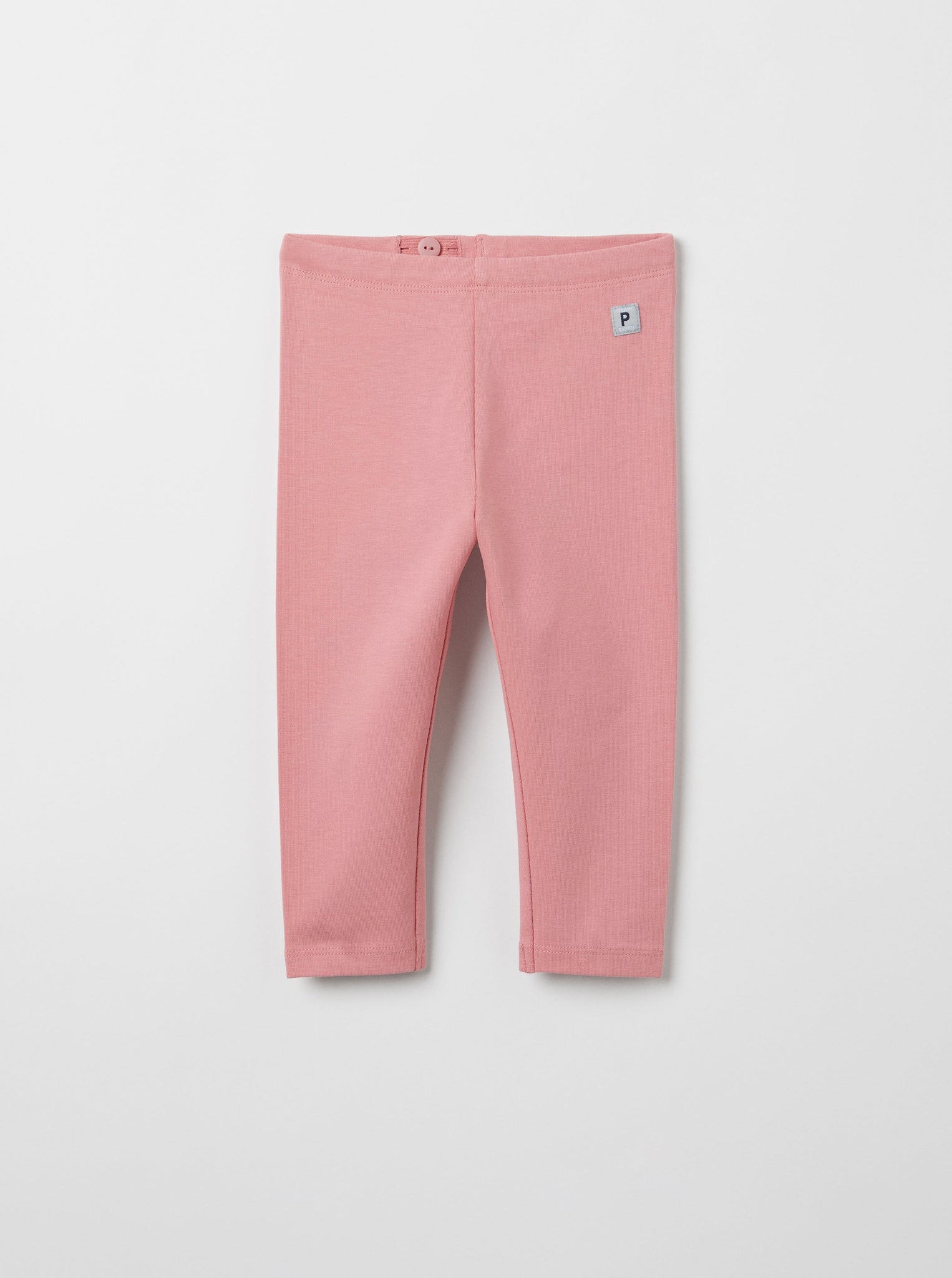 Organic Cotton Pink Baby Leggings from the Polarn O. Pyret babywear collection. Clothes made using sustainably sourced materials.