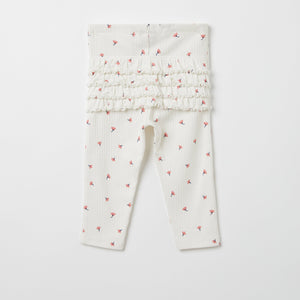 White Floral Print Baby Leggings from the Polarn O. Pyret babywear collection. Clothes made using sustainably sourced materials.