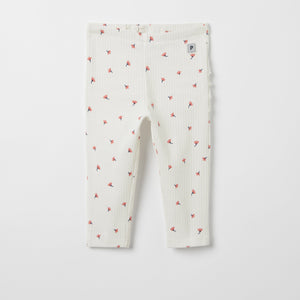 White Floral Print Baby Leggings from the Polarn O. Pyret babywear collection. Clothes made using sustainably sourced materials.