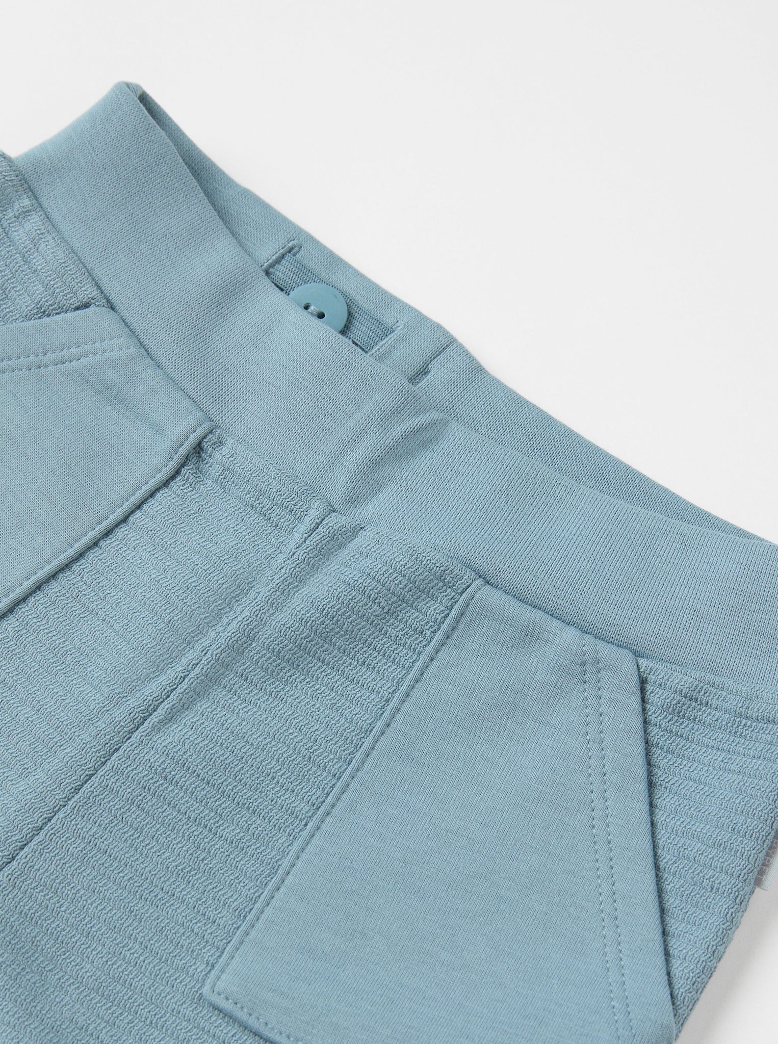 Organic Cotton Blue Baby Leggings from the Polarn O. Pyret babywear collection. Clothes made using sustainably sourced materials.