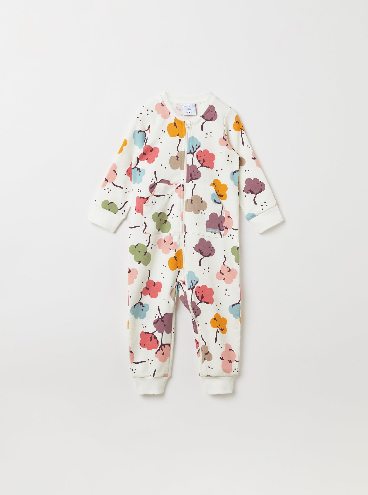 Organic Cotton Floral Baby Romper from the Polarn O. Pyret babywear collection. Nordic kids clothes made from sustainable sources.