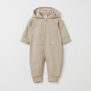 Organic Cotton Beige Baby All-In-One from the Polarn O. Pyret babywear collection. Clothes made using sustainably sourced materials.