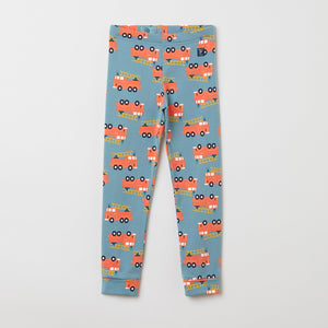 Fire Engine Print Blue Kids Joggers from the Polarn O. Pyret kidswear collection. Nordic kids clothes made from sustainable sources.