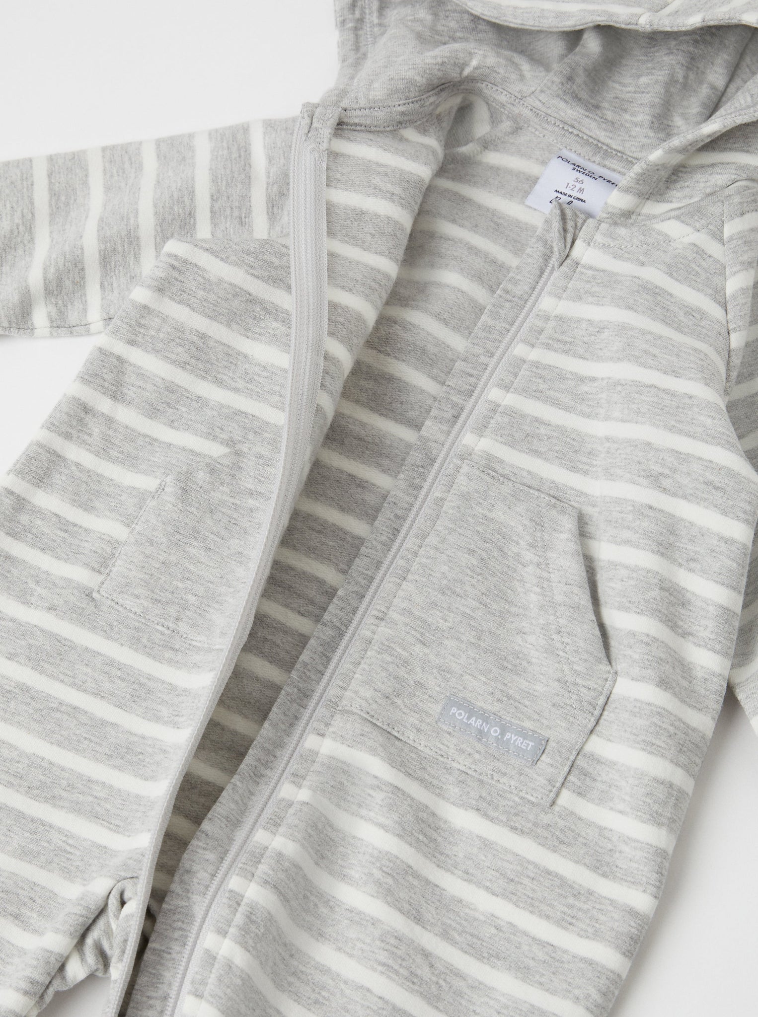 Organic Cotton Grey Baby All-In-One from the Polarn O. Pyret babywear collection. Ethically produced kids clothing.