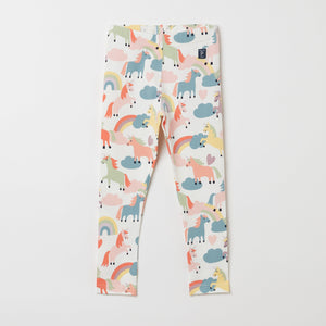 Organic Cotton Unicorn Kids Leggings from the Polarn O. Pyret kidswear collection. Ethically produced kids clothing.