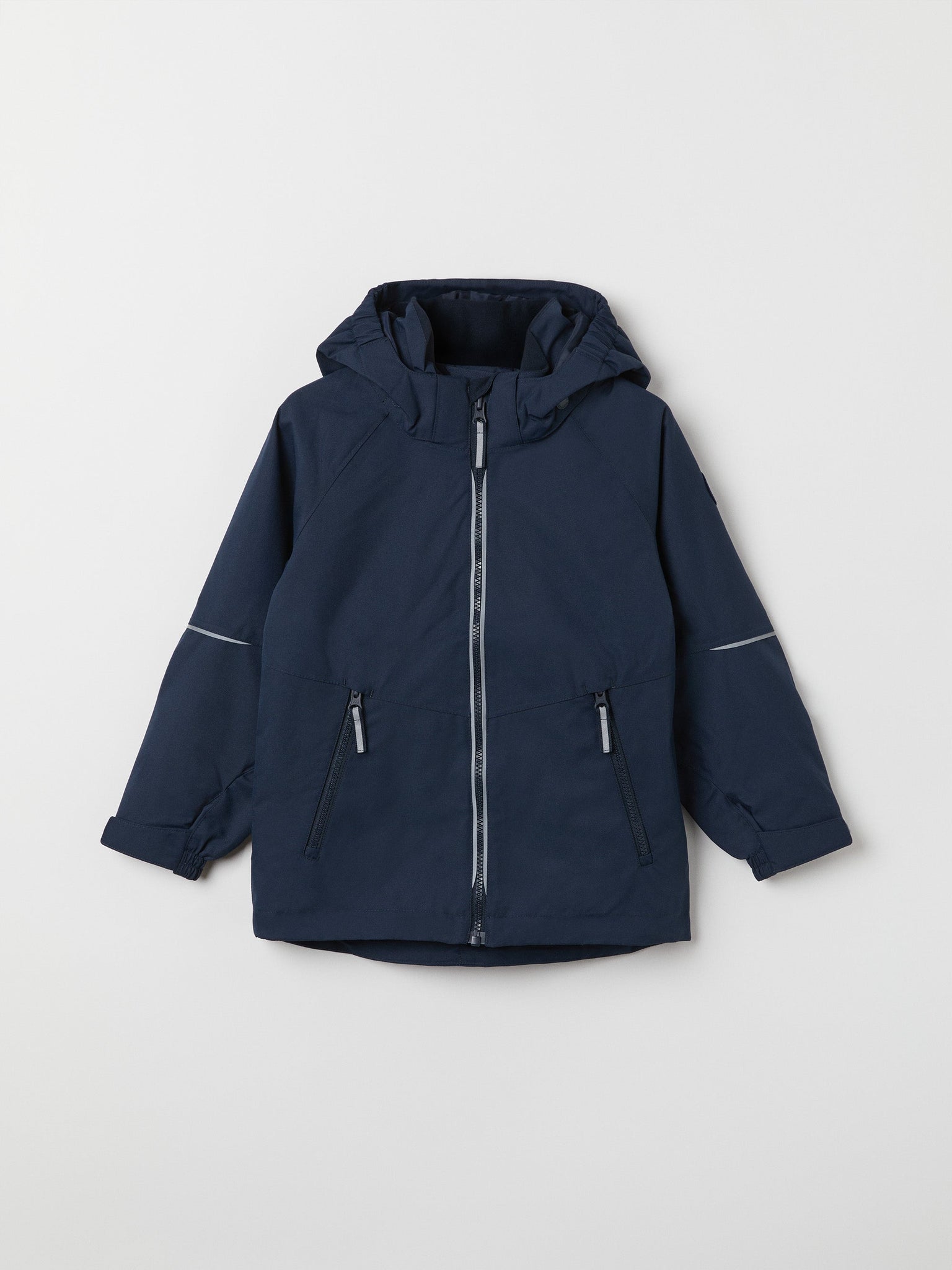 Kids Navy Shell Jacket from the Polarn O. Pyret outerwear collection. Ethically produced kids outerwear.